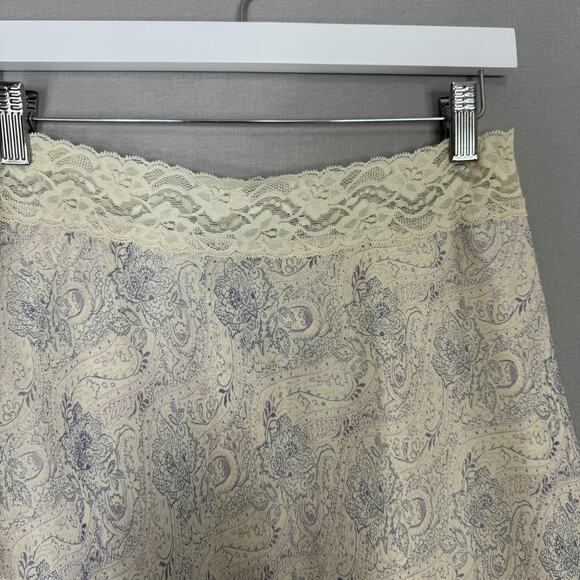 Vintage Express Skirt Womens Small Ivory Silk Paisley Mini Fairy Y2K Coquette - Picture 3 of 11